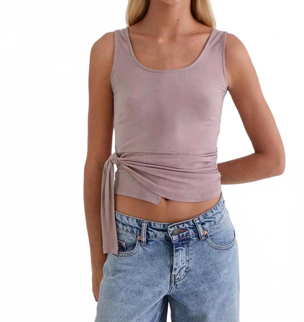 NEW MOTEL ROCKS tanzy tie top in jersey dusty mauve